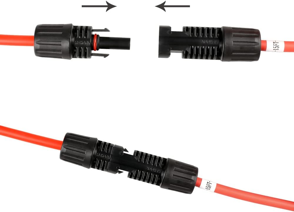 Solar Panel Extension Cable 20 Feet 12AWG with Female and Male Connector Pack of 2 N655874