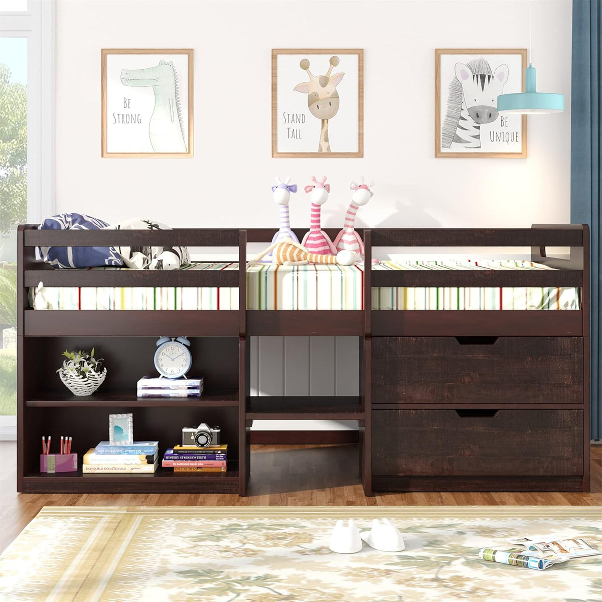 Twin Loft Bed with Desk and Cabinet A906