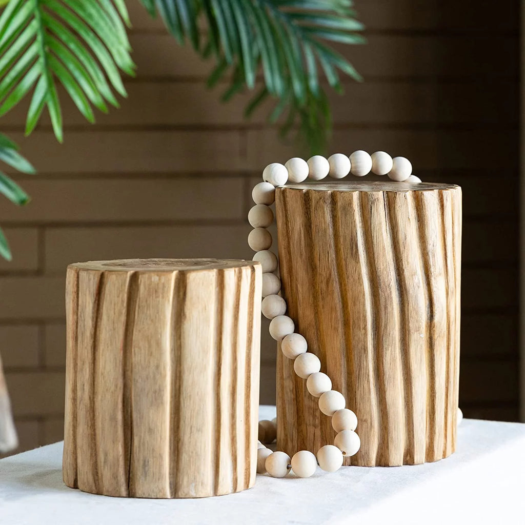Teak Stump Displays Set of 2 Brown A423