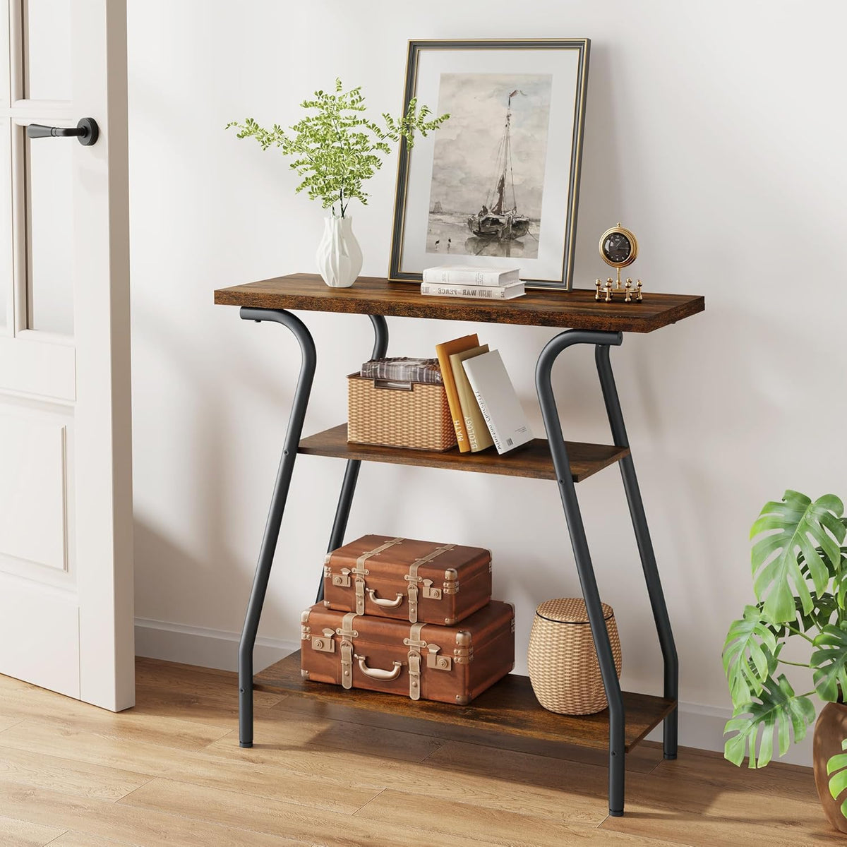 Narrow Console Table with Storage Shelves O76127