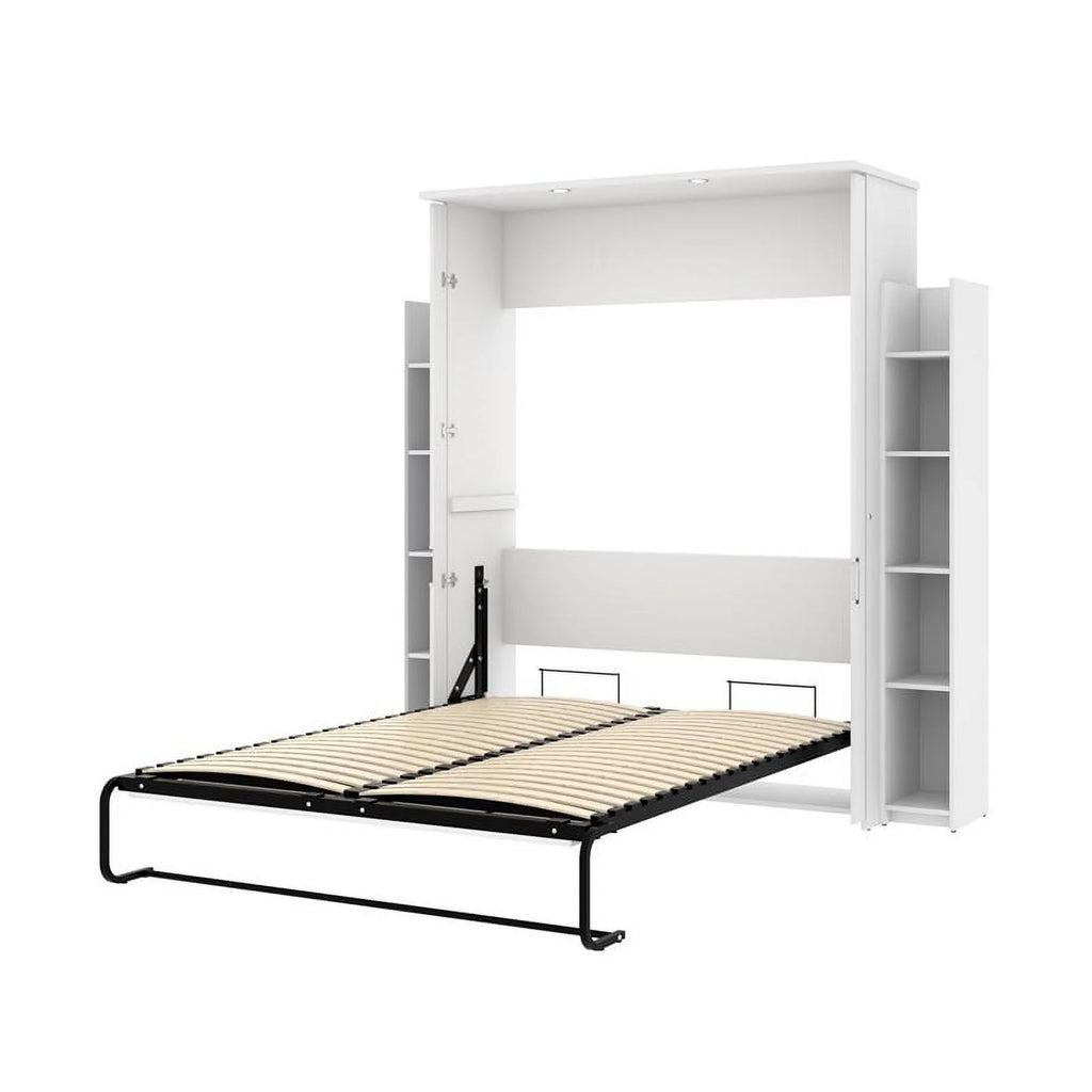White Queen Murphy Bed with 2 Storage Units A165052