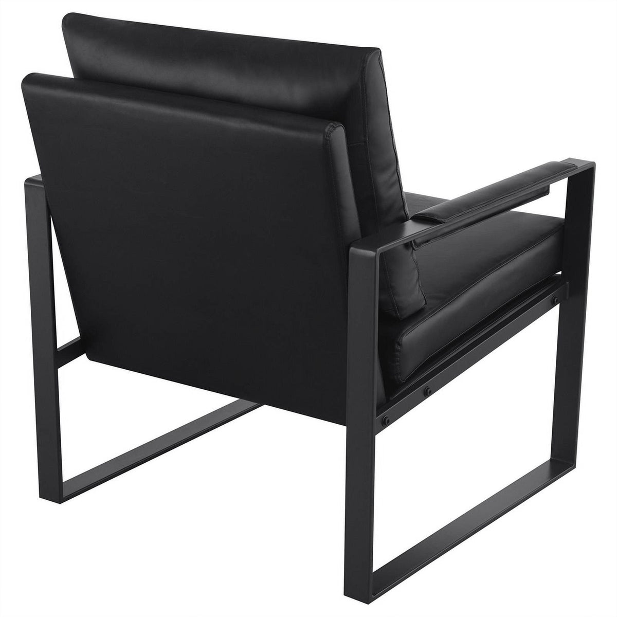 Black Faux Leather Accent Chair with Track Arms W194416