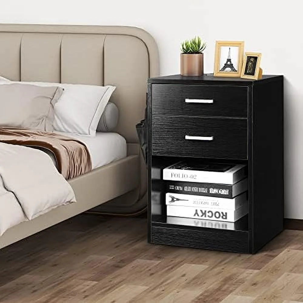 White Nightstand with Charging Station and USB Ports L79146