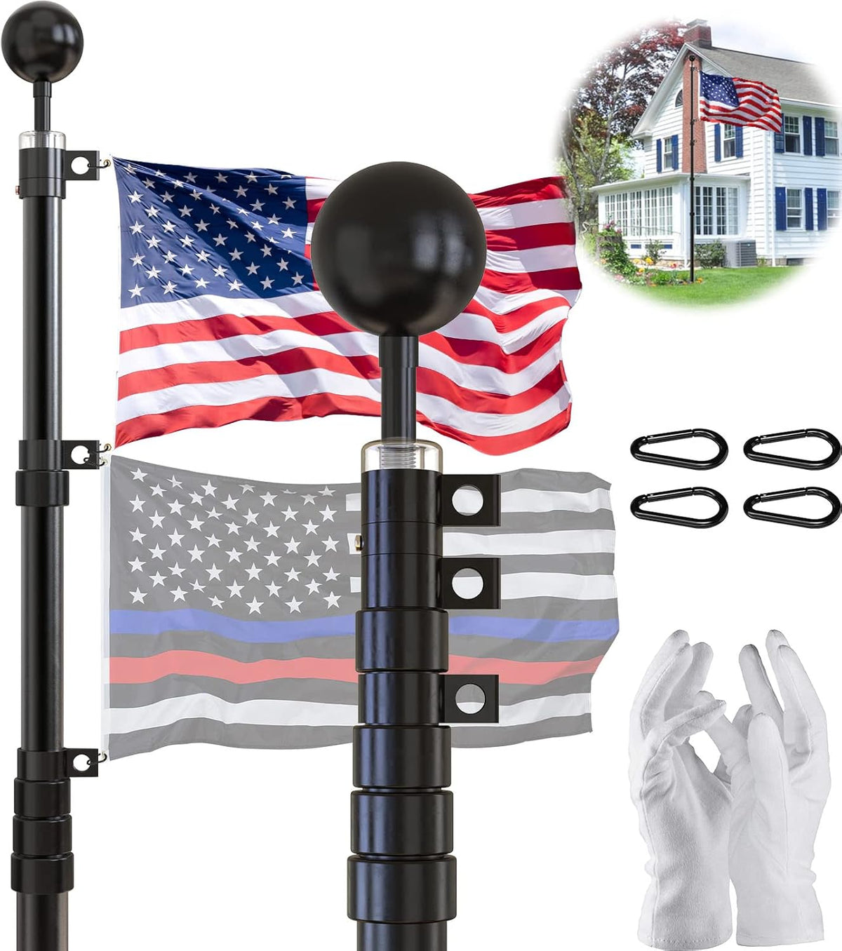 25FT Telescoping Heavy Duty Flag Pole K4045