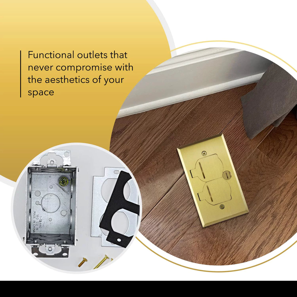20A Tamper Resistant Recessed Floor Outlet with Flip Lid and Brass Cover K161770