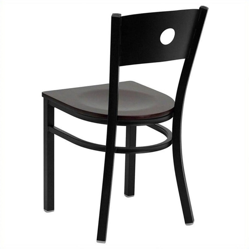 Metal Dining Chair in Mahogany Y984