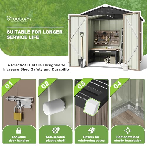 Brown 6 x 8 ft. Metal Outdoor Storage Shed V908