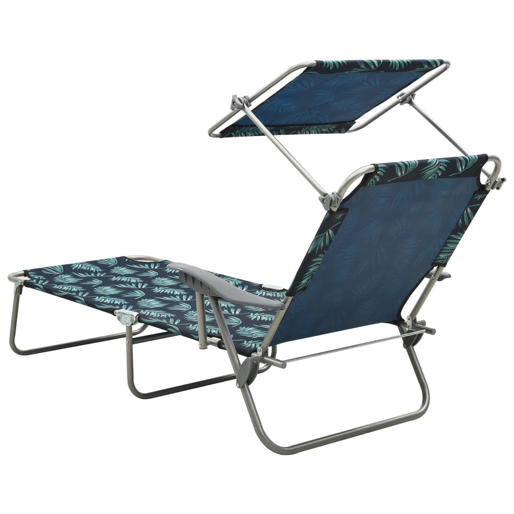Steel Leaf Print Sun Lounger with Canopy Z14978