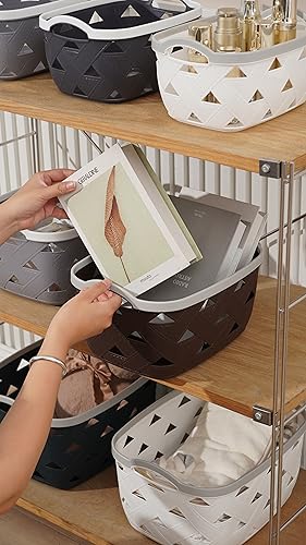 White Plastic Basket with Handles (3, Small) J838209
