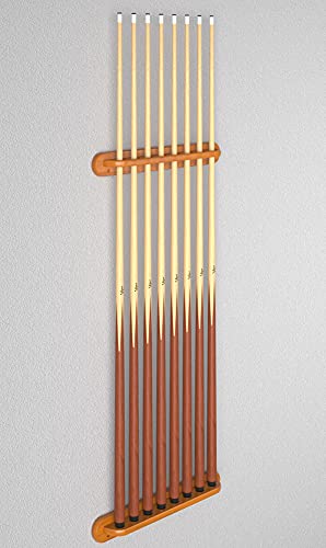 Solid Oak Wall Mounted Pool Cue Rack, Holds 8 Cues L966