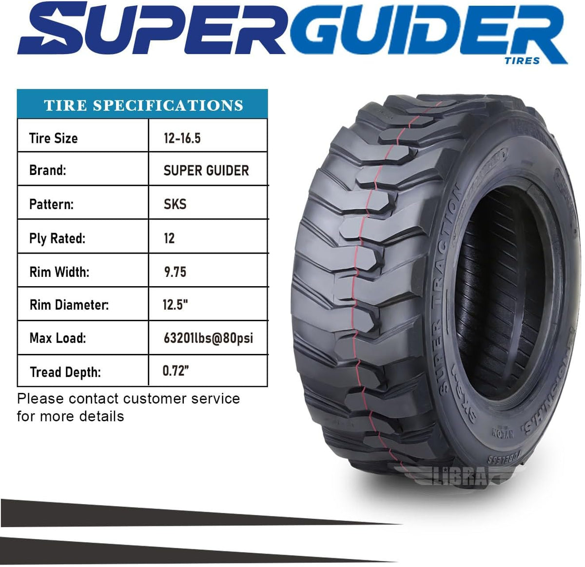 12-16.5 12 Ply Skid Steer Tire with Rim Guard O60638