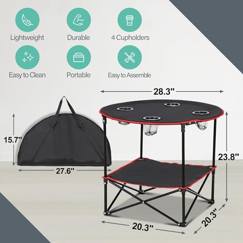 Portable Folding Picnic Table with 4 Cup Holders and Carrying Bag F94323
