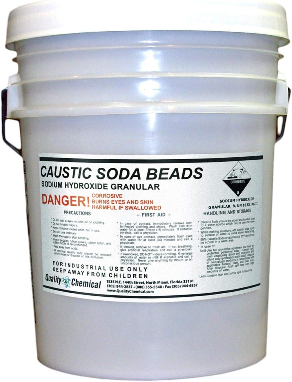 40 lb pail Sodium Hydroxide Caustic Soda Beads D494