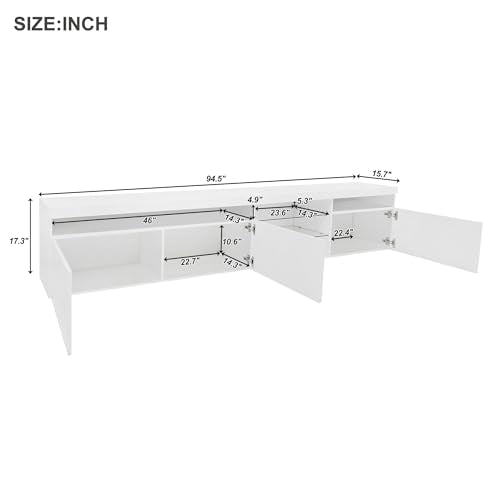 Black TV Stand with LED Lights and Storage R28169