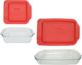 Clear Glass Baking Dish Bundle with Red Plastic Lids B691