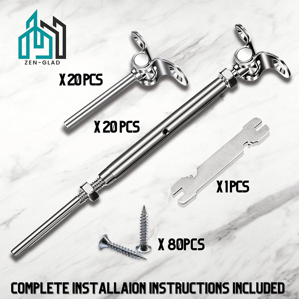 20 Sets T316 Stainless Steel Adjustable Angle Cable Railing Hardware Kit C154197