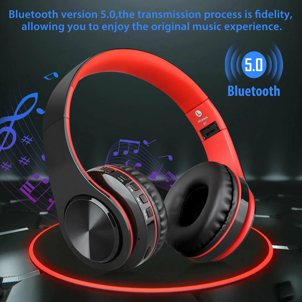 Wireless Over-Ear Headset with Mic, Lightweight Foldable Wired Headphones, Hi-Fi Stereo Earphones W40787