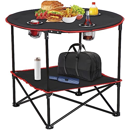 Portable Folding Picnic Table with 4 Cup Holders and Carrying Bag F94323