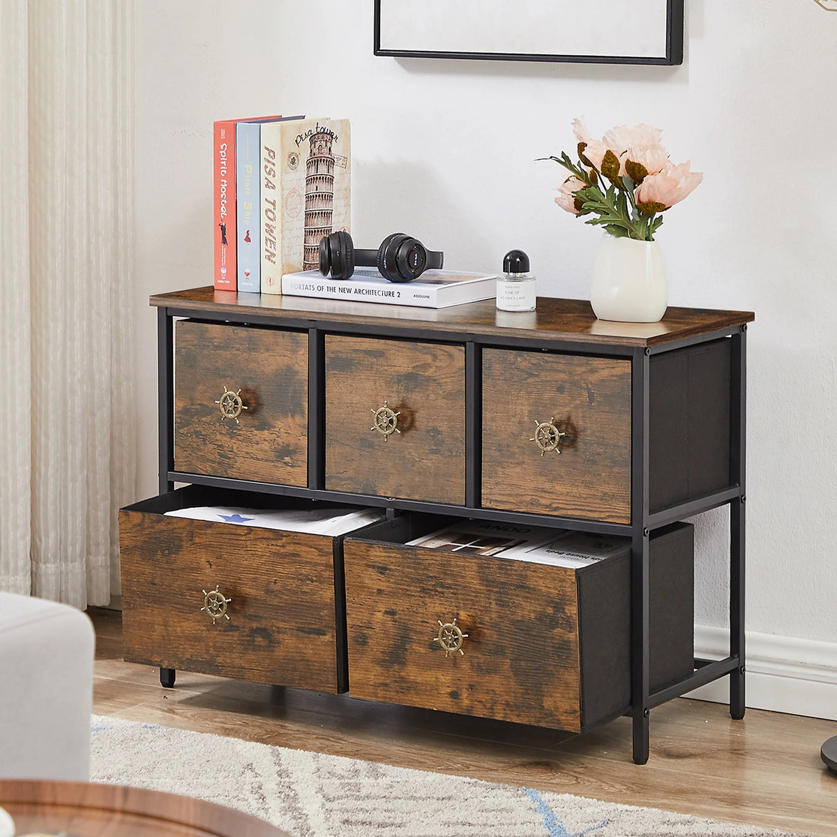 Brown 5 Drawer Dresser C923