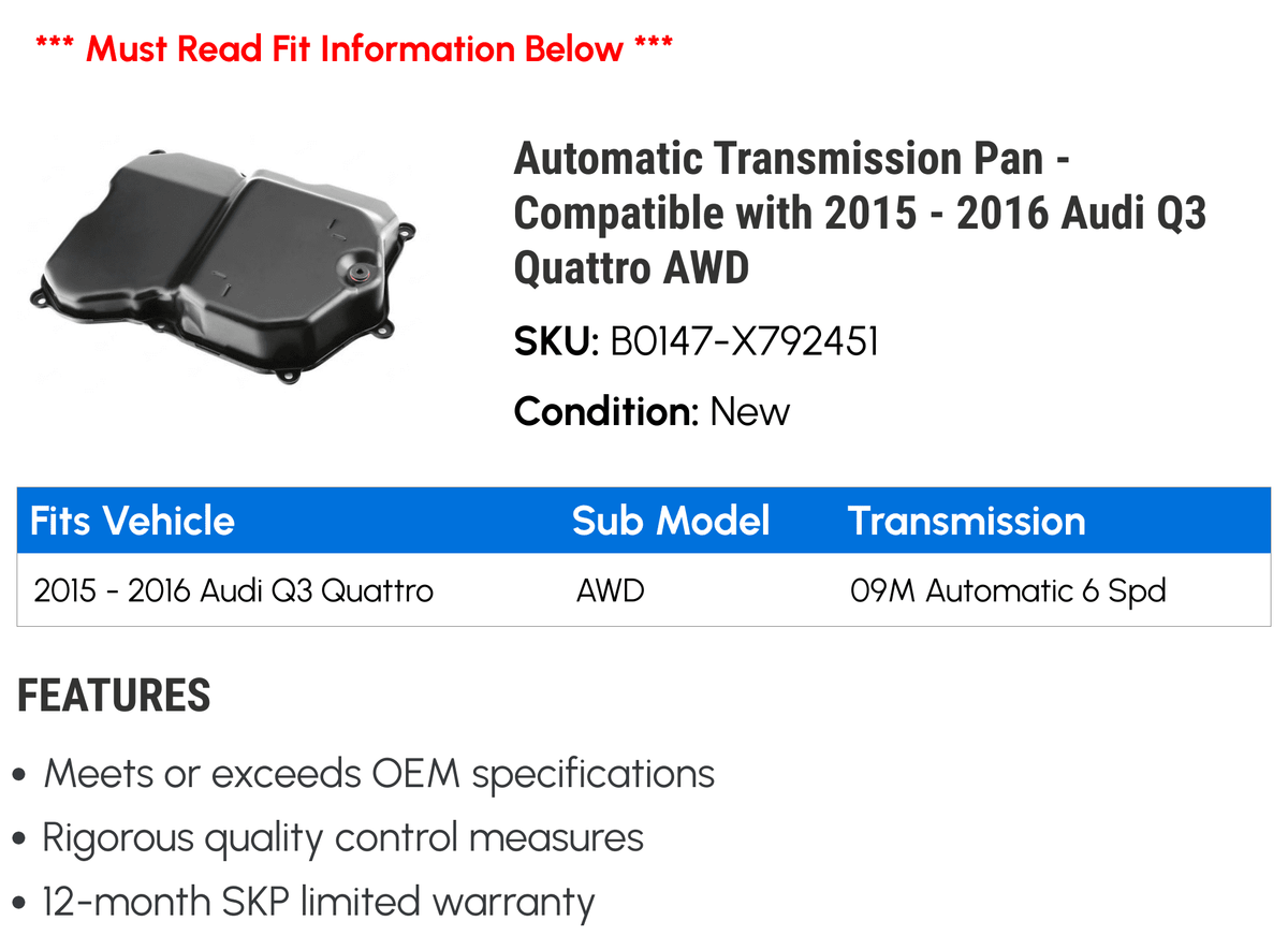 Automatic Transmission Pan A62710
