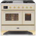 Antique White Dual Fuel Propane Gas Range with Brass Trim P4233