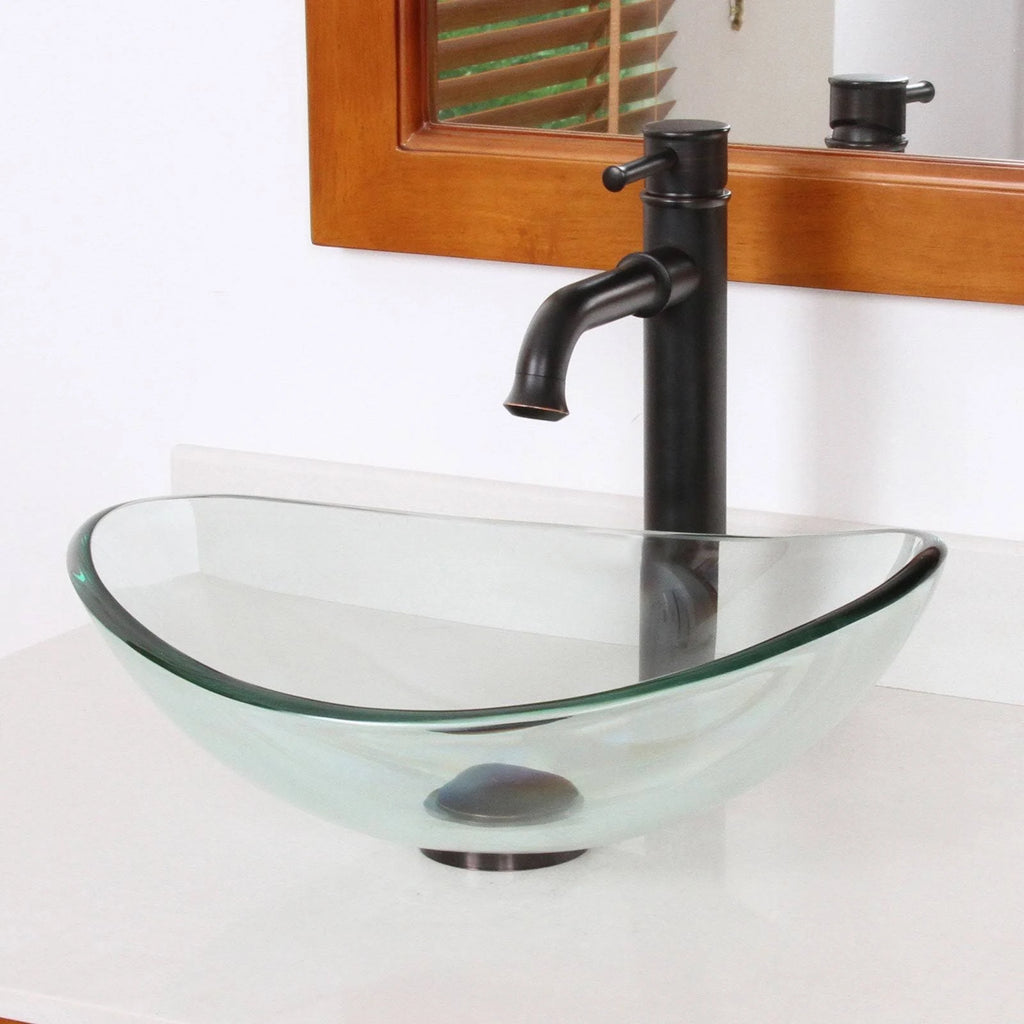 Oval Transparent Tempered Glass Bathroom Vessel Sink D863629