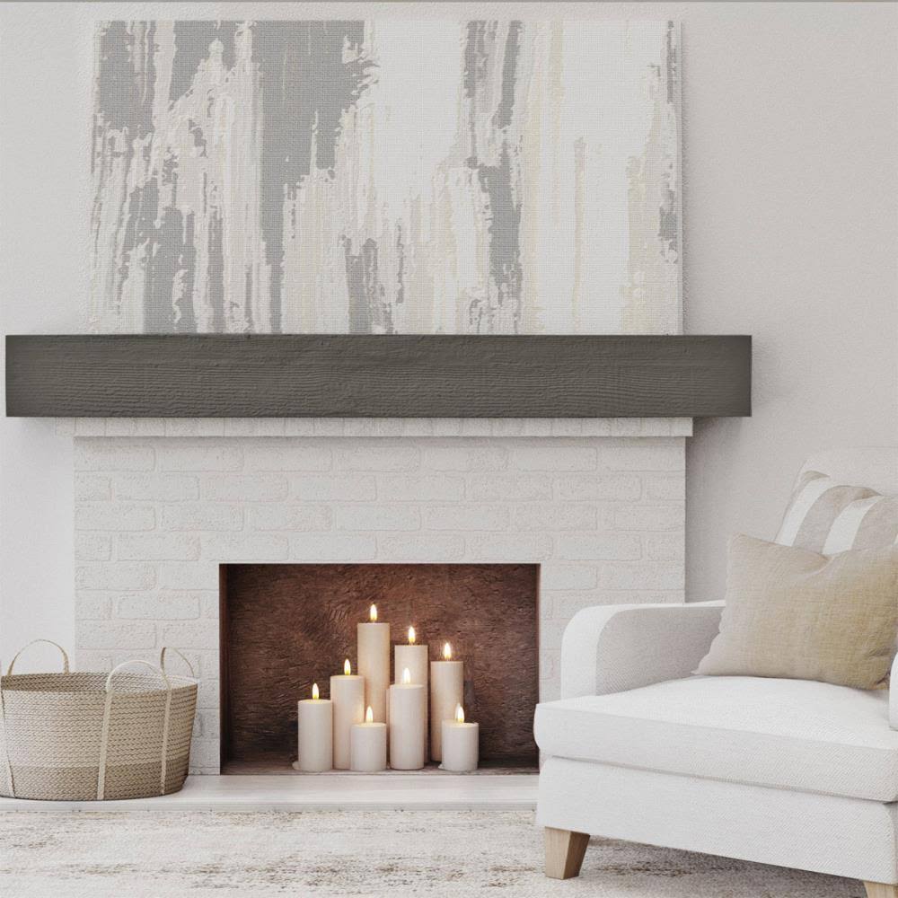 Rough Sawn Faux Wood Fireplace Mantel, Burnished Cedar Q117493