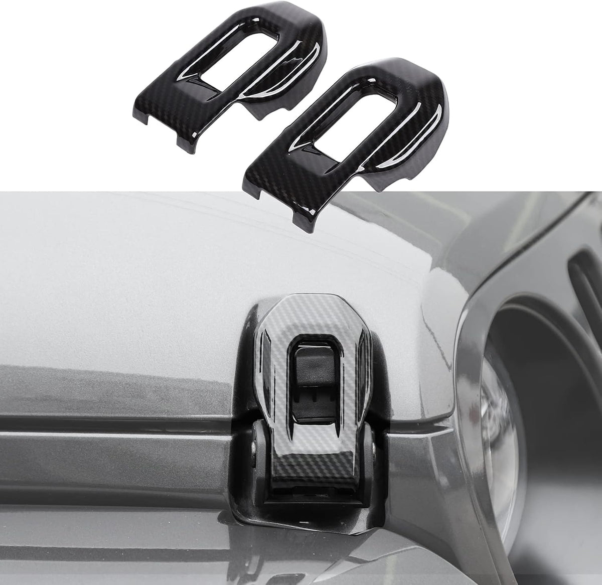 Hood Latch Cover ABS Carbon Fiber 2 PCS A74954