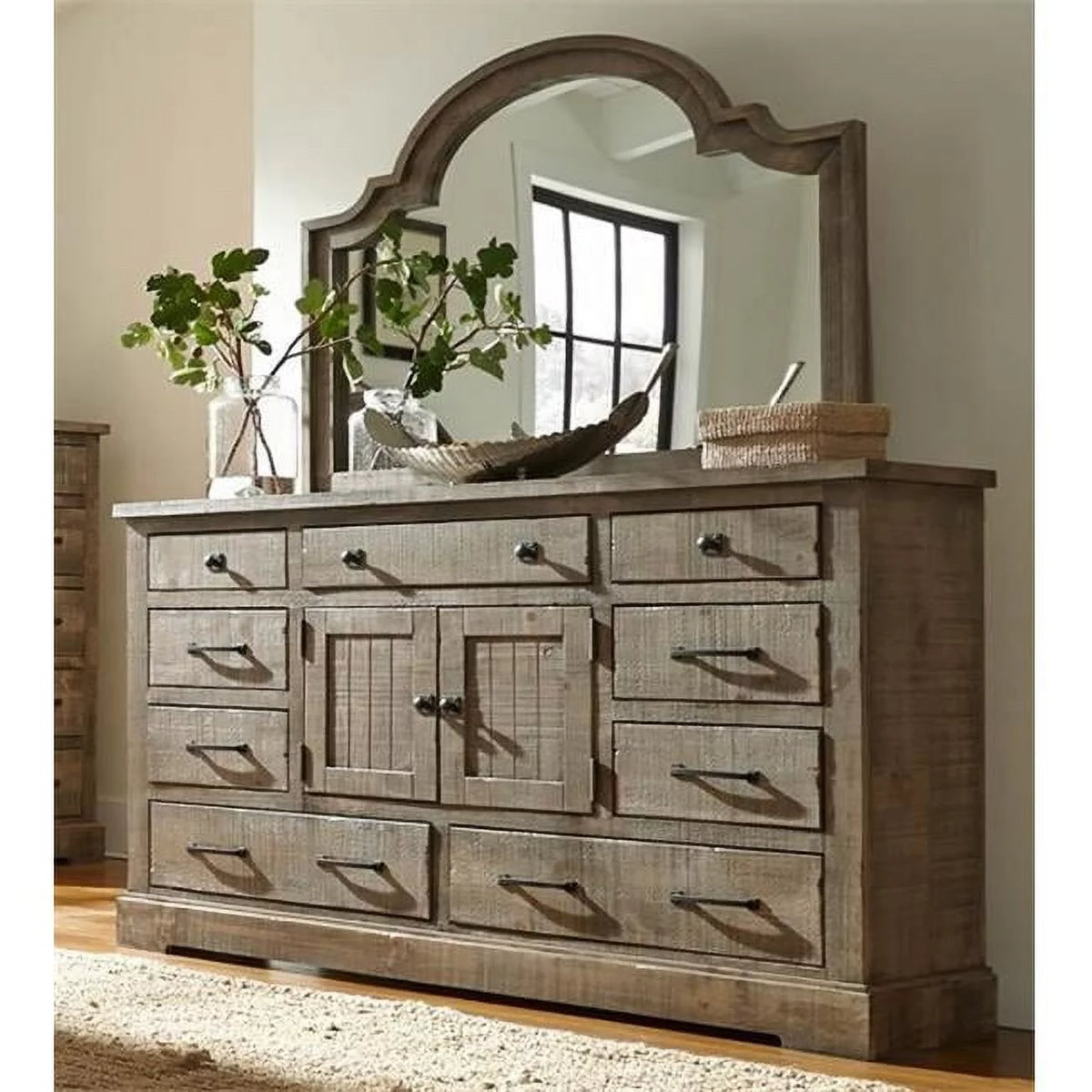 78 x 66 x 18 in. Door Dresser & Mirror X1389