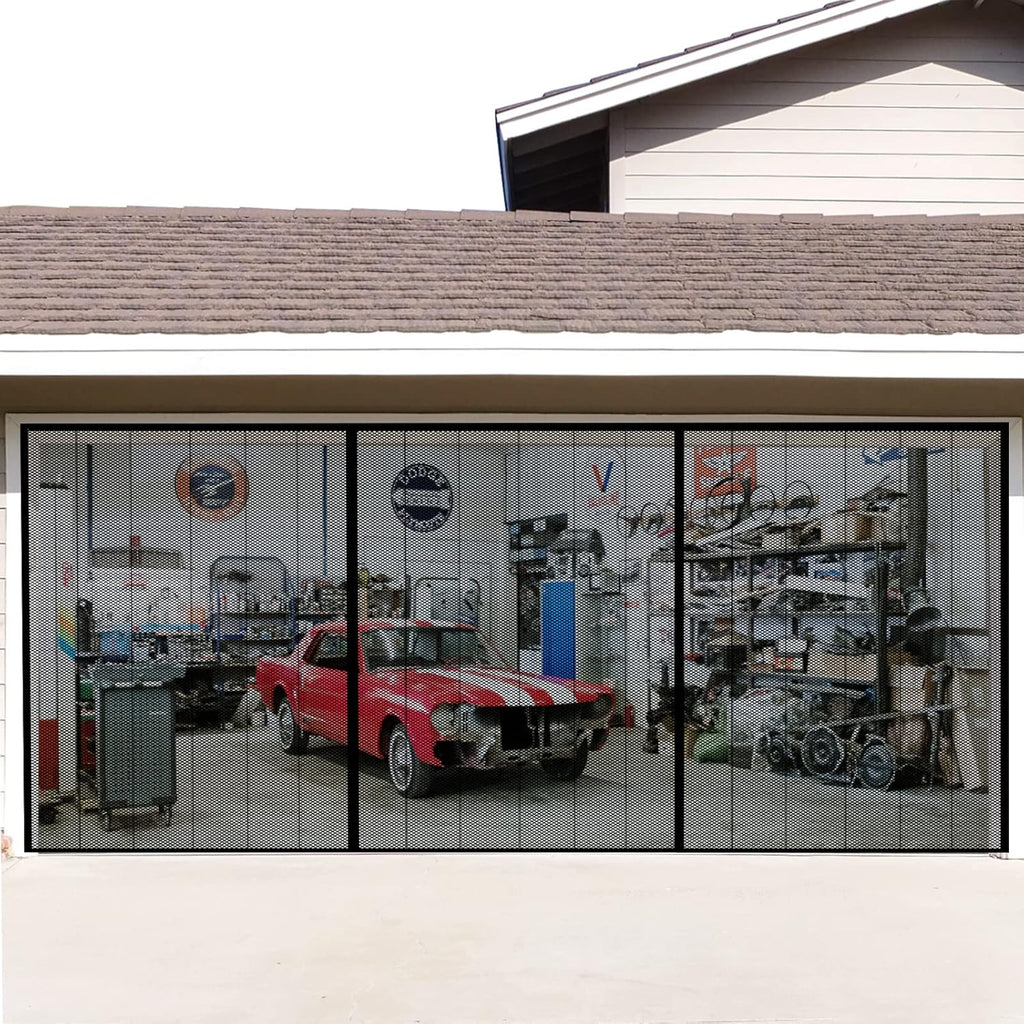 Self Closing Garage Mesh Screen Door with Magnets B51078