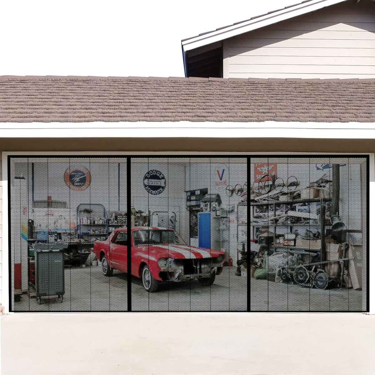 Self Closing Garage Mesh Screen Door with Magnets B51078