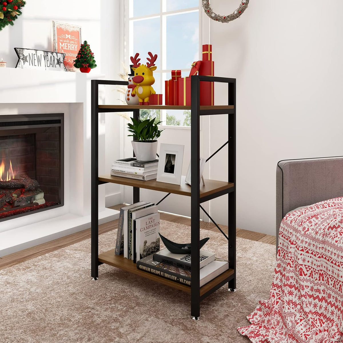 Industrial Style 2 Tier Bookshelf Storage Rack X10465