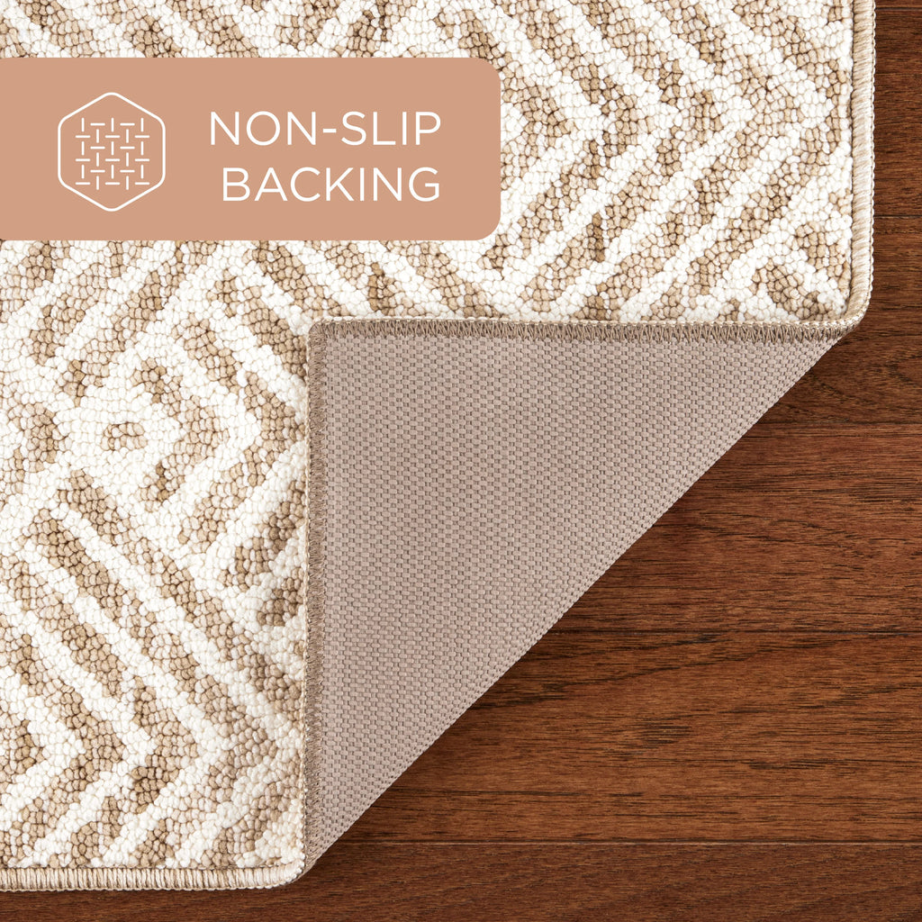 Beige 24"x72" Washable Non-Slip Tufted Rug E302755
