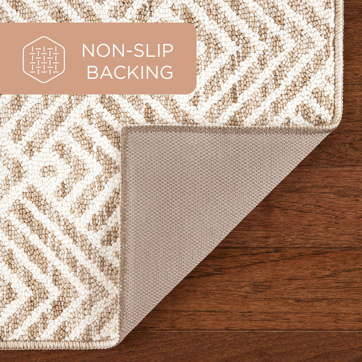 Beige 24"x72" Washable Non-Slip Tufted Rug E302755