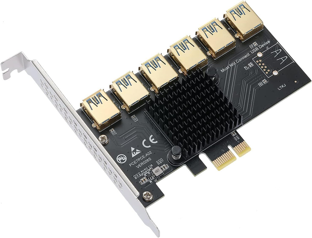 2 Pack PCIE Riser 1X to 16X Graphics Extension Adapter Card with USB 3.0 Cable B340715