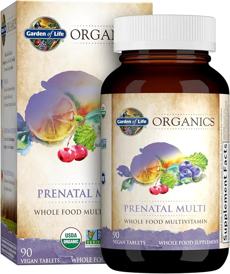 Organic Women's Prenatal Multivitamin with Vitamin D3, B6, B12, C & Iron, 90 Day Supply H196