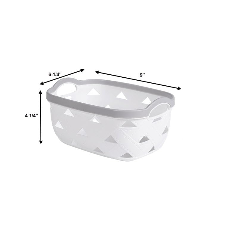 White Plastic Basket with Handles (3, Small) J838209