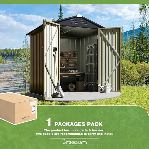 Brown 6 x 8 ft. Metal Outdoor Storage Shed V908