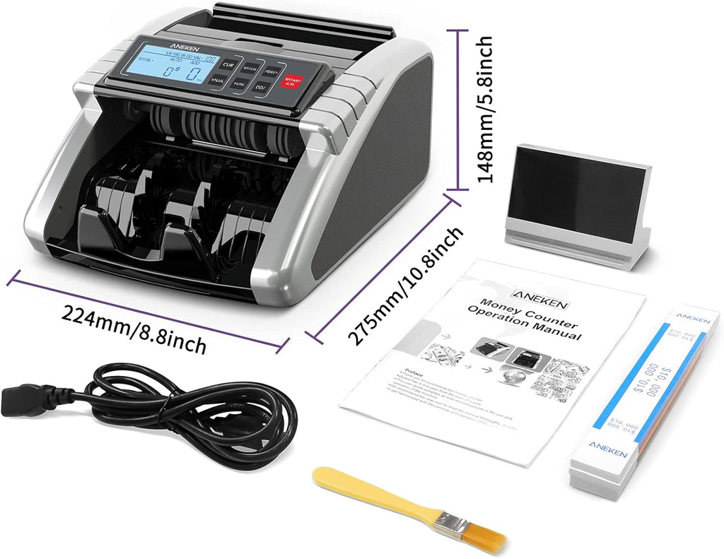 Money Counter Machine with UV/MG/IR/DD Counterfeit Detection, LCD Display, 1000 Bills/Min J77438