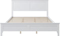 White Queen Size Platform Bed with Headboard J817596