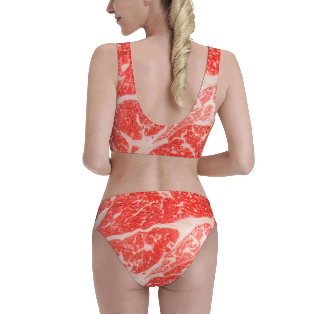 Women's High Waisted Bikini Sets Two Pieces Swimsuits with Removable Chest Pad O237
