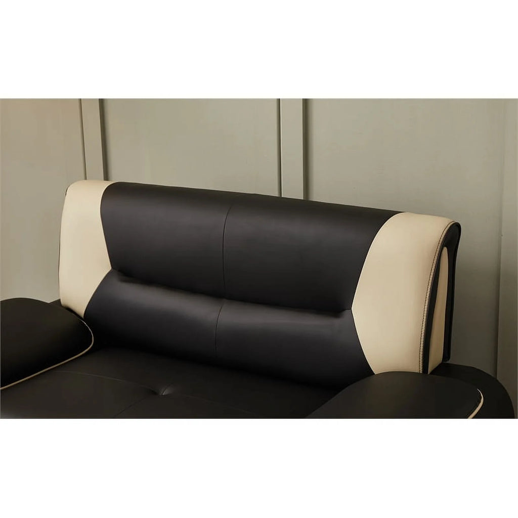 Black & Beige Faux Leather Sofa and Loveseat 2-Piece Set X49736