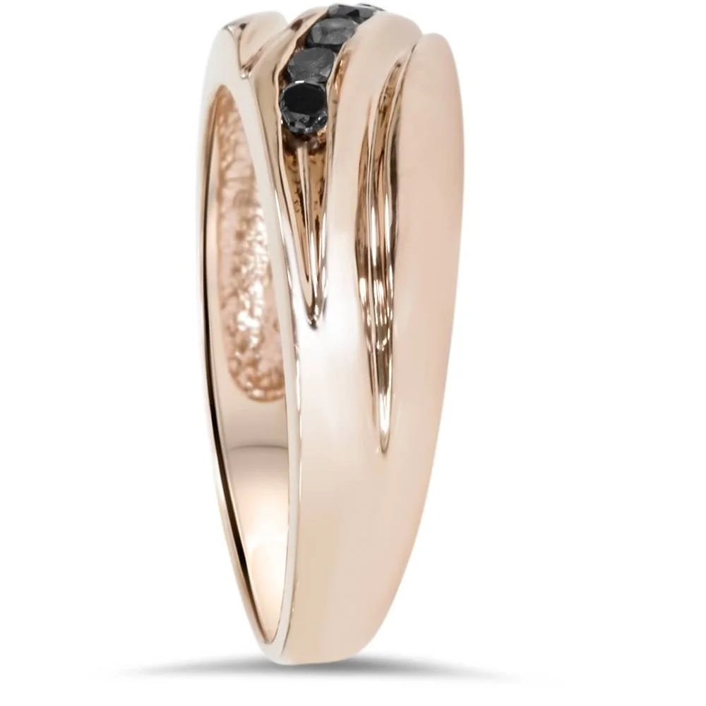 14K Rose Gold Black Diamond Wedding Ring R224282