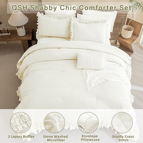 Taupe Queen Size 3pcs Ruffled Microfiber Comforter Set Q678