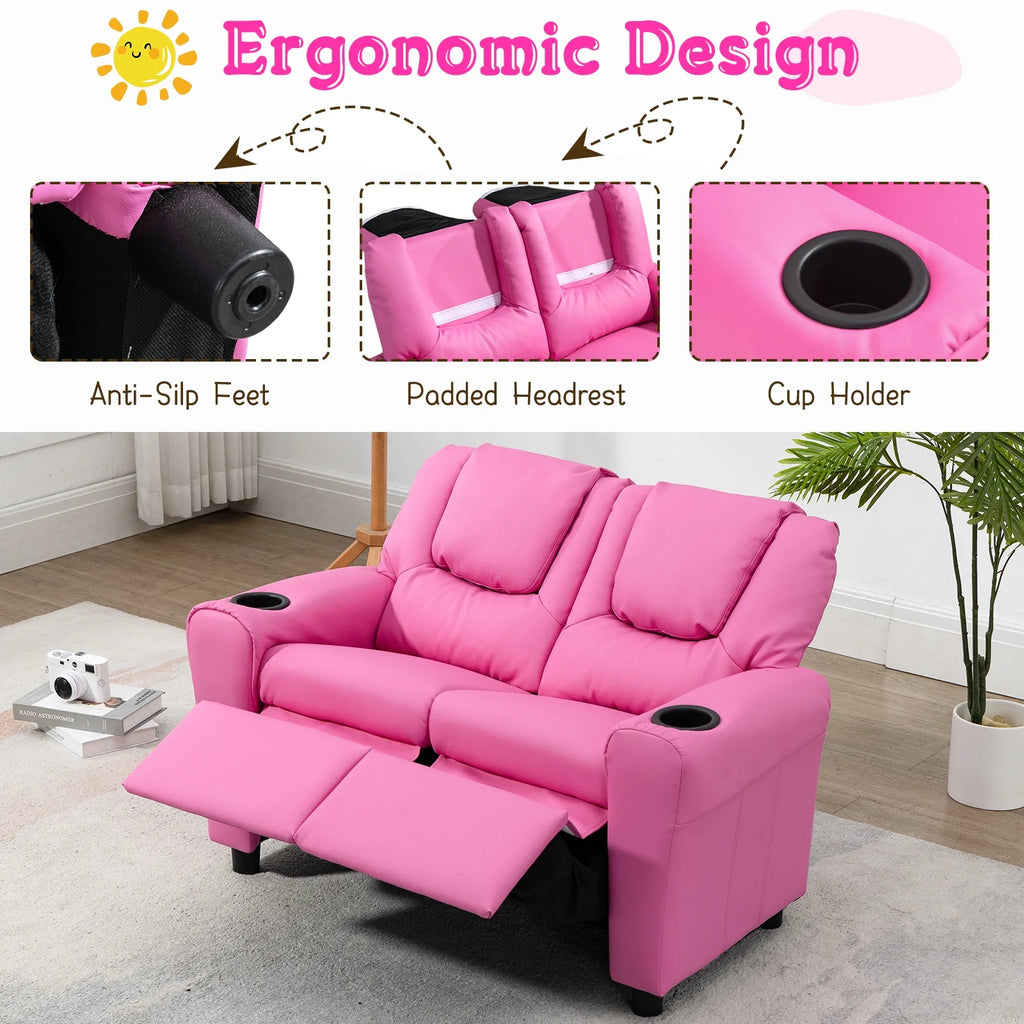 Pink PU Leather Kids Recliner Chair E9202