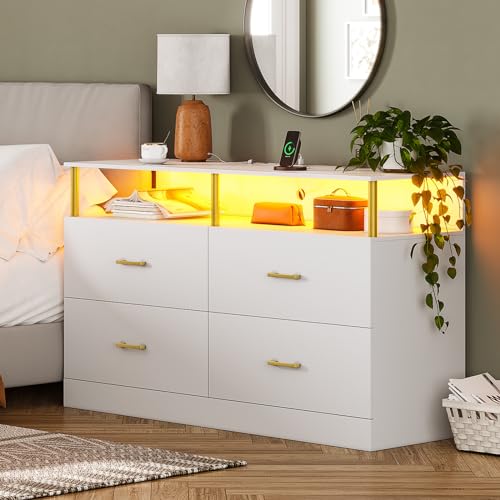 White 4 Drawer Wood Dresser W923425
