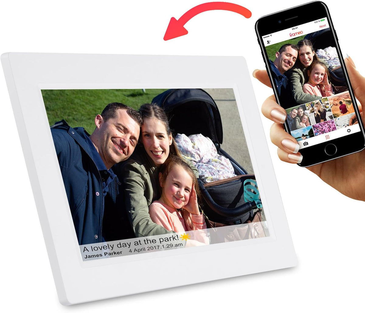 White 10 Inch Smart WiFi Digital Photo Frame with Touch Screen J3150