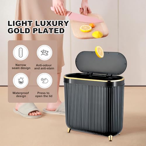 3.1 Gallon Narrow Plastic Trash Can with Lid N560