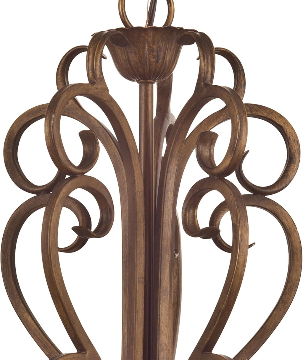 Five-Light Interior Chandelier, Ebony Gold Finish with Burnt Scavo Glass Y27330