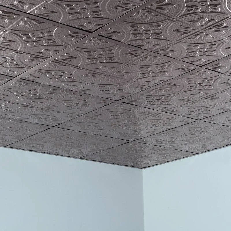 2ft x 2ft Brushed Nickel Vinyl Ceiling Tile (5 Pack) A4045